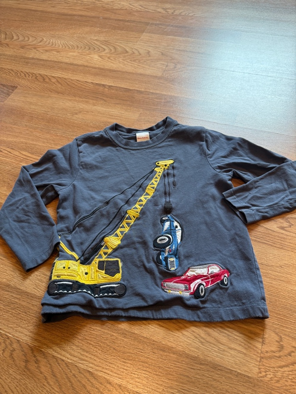 Hanna Andersson Kids Long-Sleeve Crane & Cars Tee Blue 110cm 5